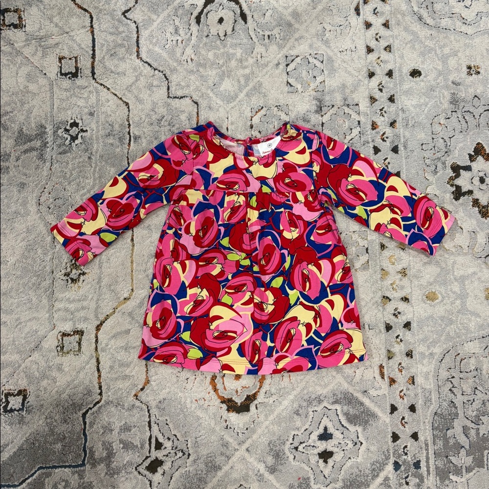 Hanna Andersson long sleeve floral dress, 18-24 mo